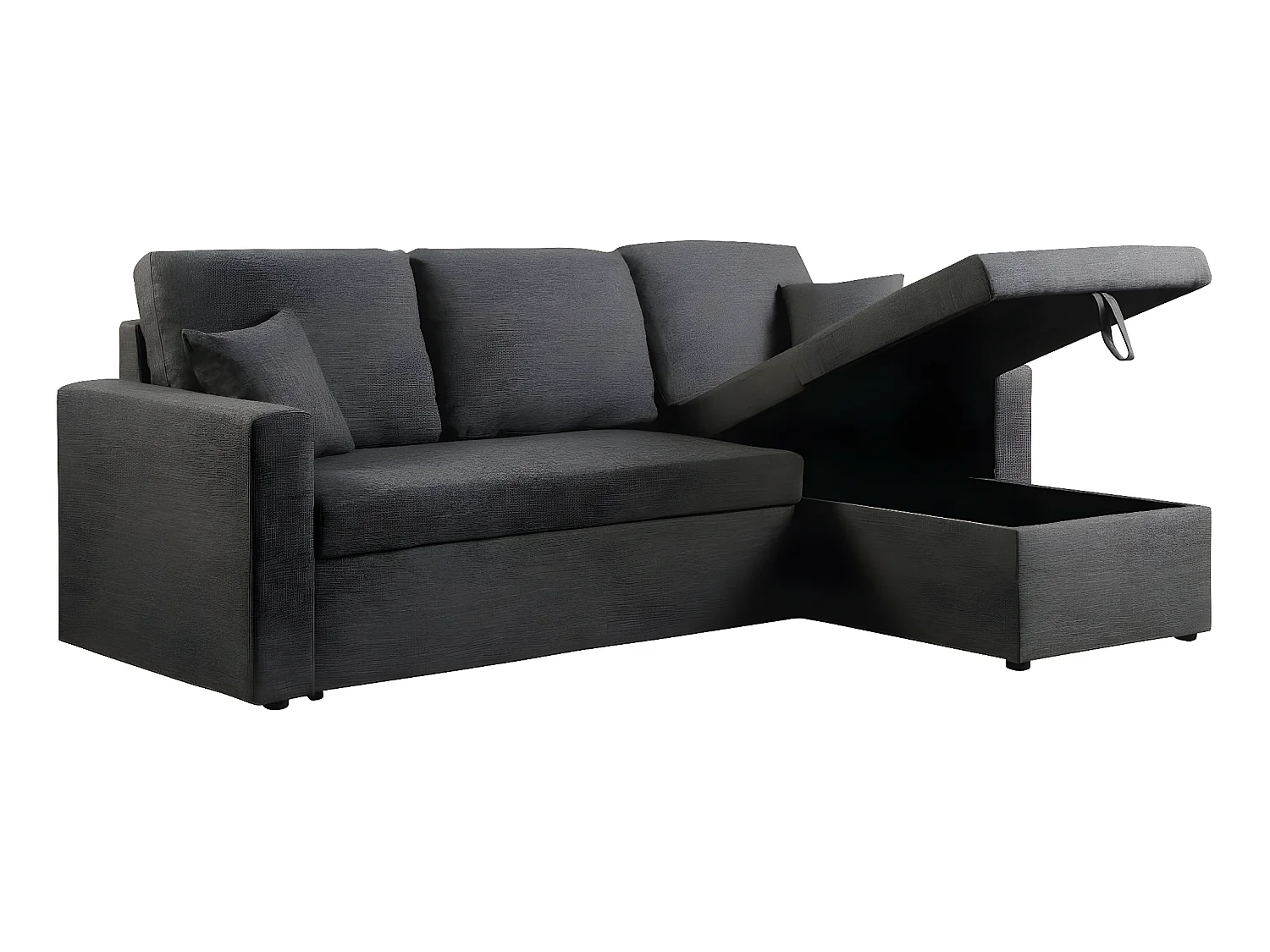Ecksofa reversibel mit Schlaffunktion und Stauraum "Alain" - 3-Sitzer - Grau