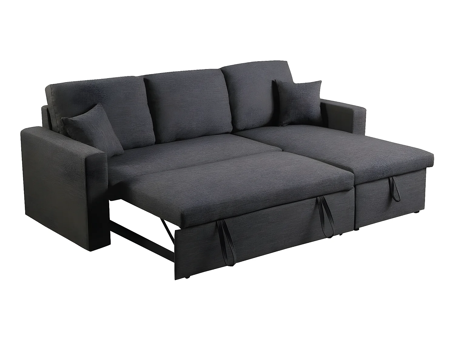 Ecksofa reversibel mit Schlaffunktion und Stauraum "Alain" - 3-Sitzer - Grau