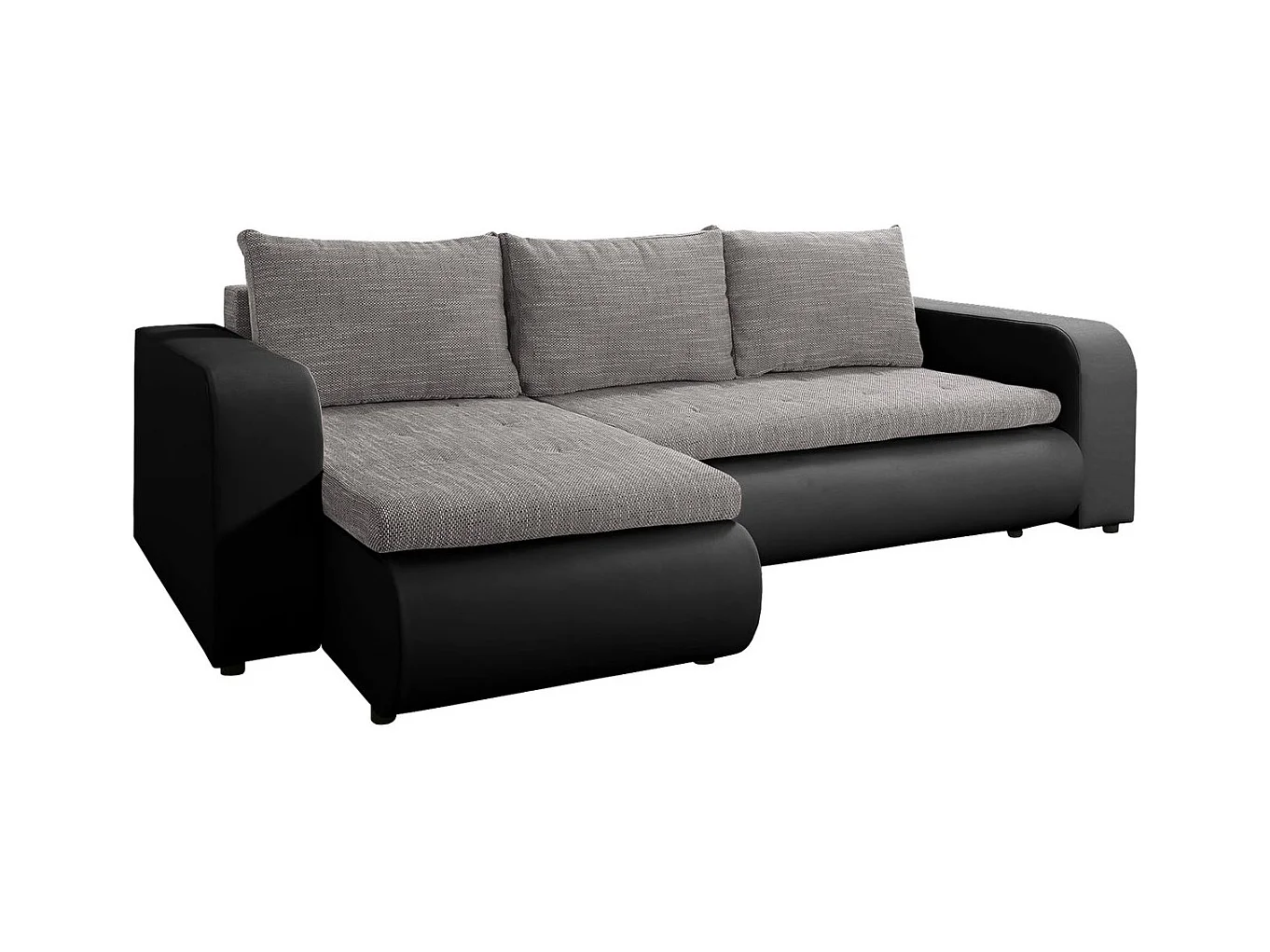 Canapé d'angle Gauche convertible "Brooklyn" - 246 x 150 x 82 cm - 3 Places - Gris Noir