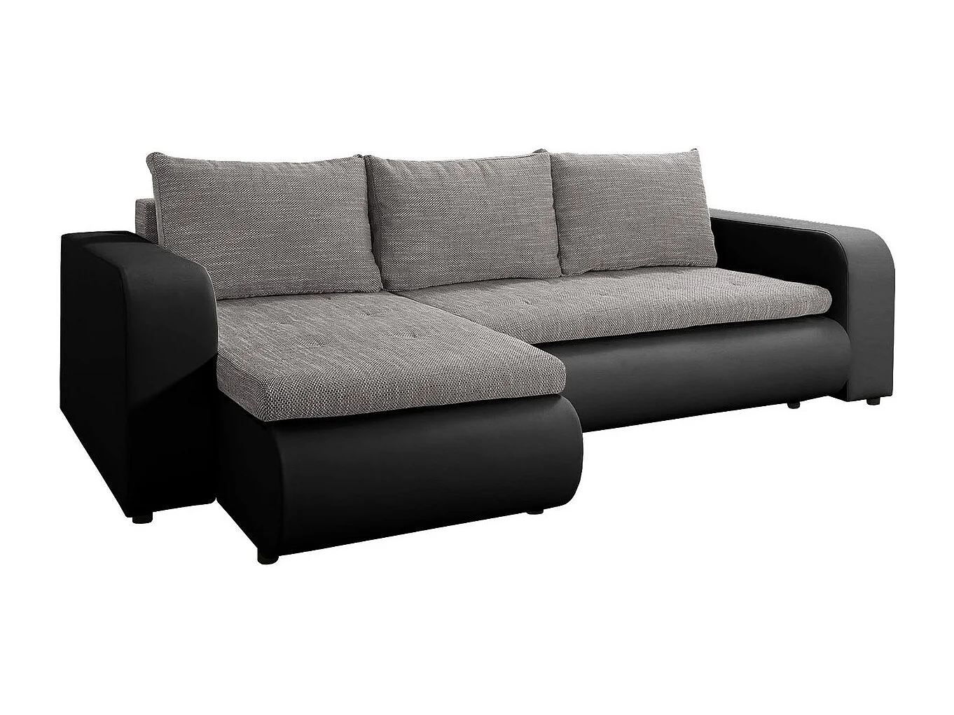 Sofá esquinero convertible izquierdo "Brooklyn" - 246 x 150 x 82 cm - 3 plazas - Gris Negro