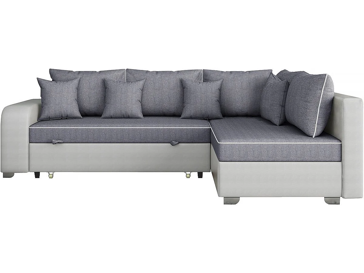 Sofá esquinero convertible "Gregory" - 4 Plazas - Gris/Blanco - Esquina derecha