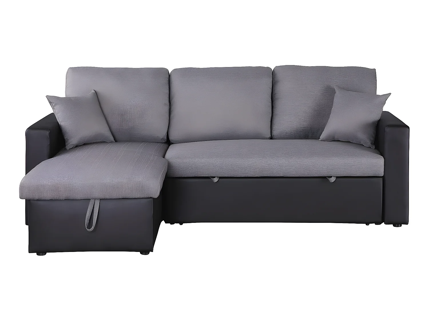 Sofá esquinero convertible "Alain" - 3 plazas - Gris / Negro