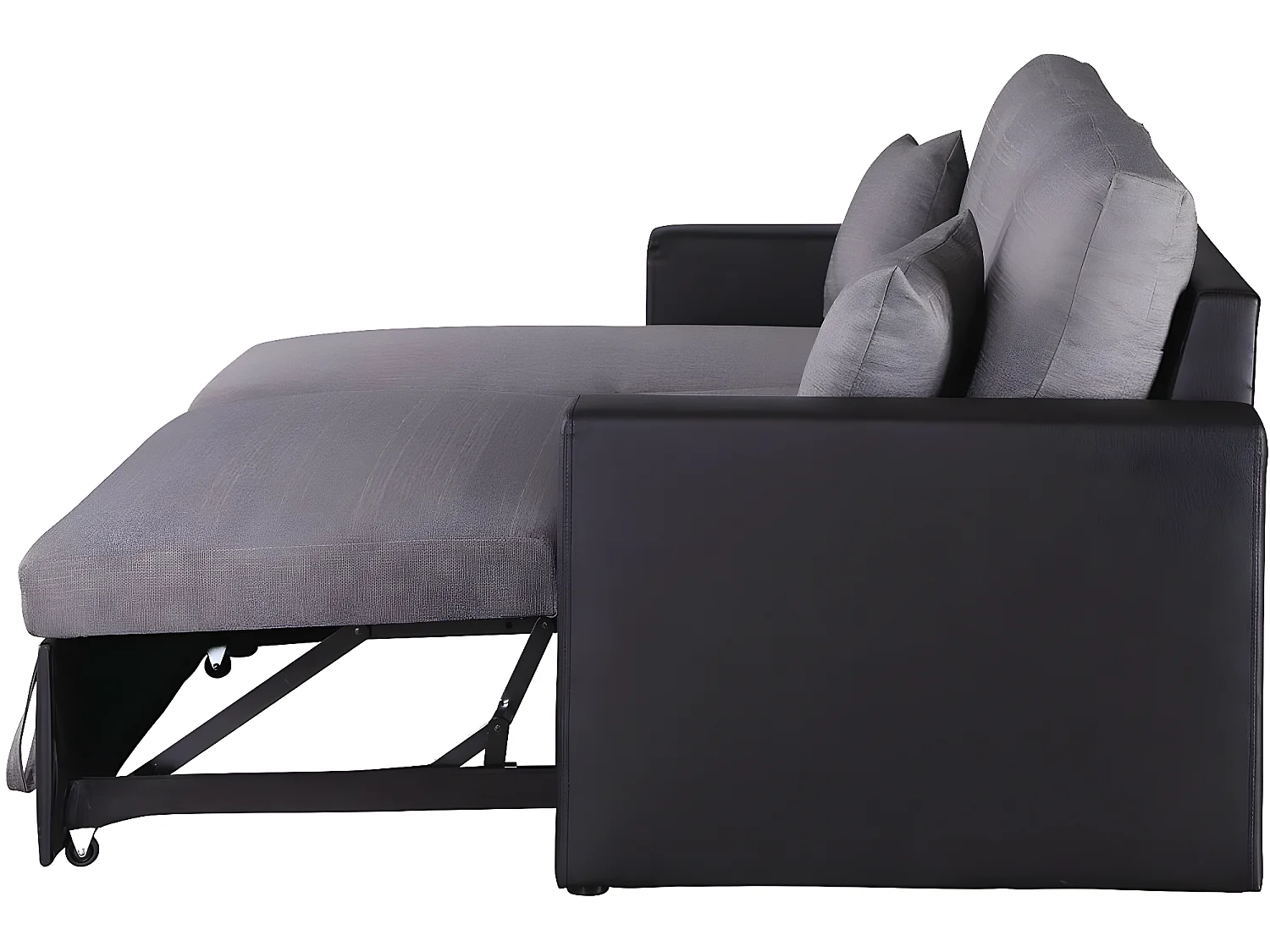 Kanapa narożna rozkładana "Alain" ze skrzynią na pościel - 221 x 145 x 85 cm - 3 miejsca - Szaro-czarna