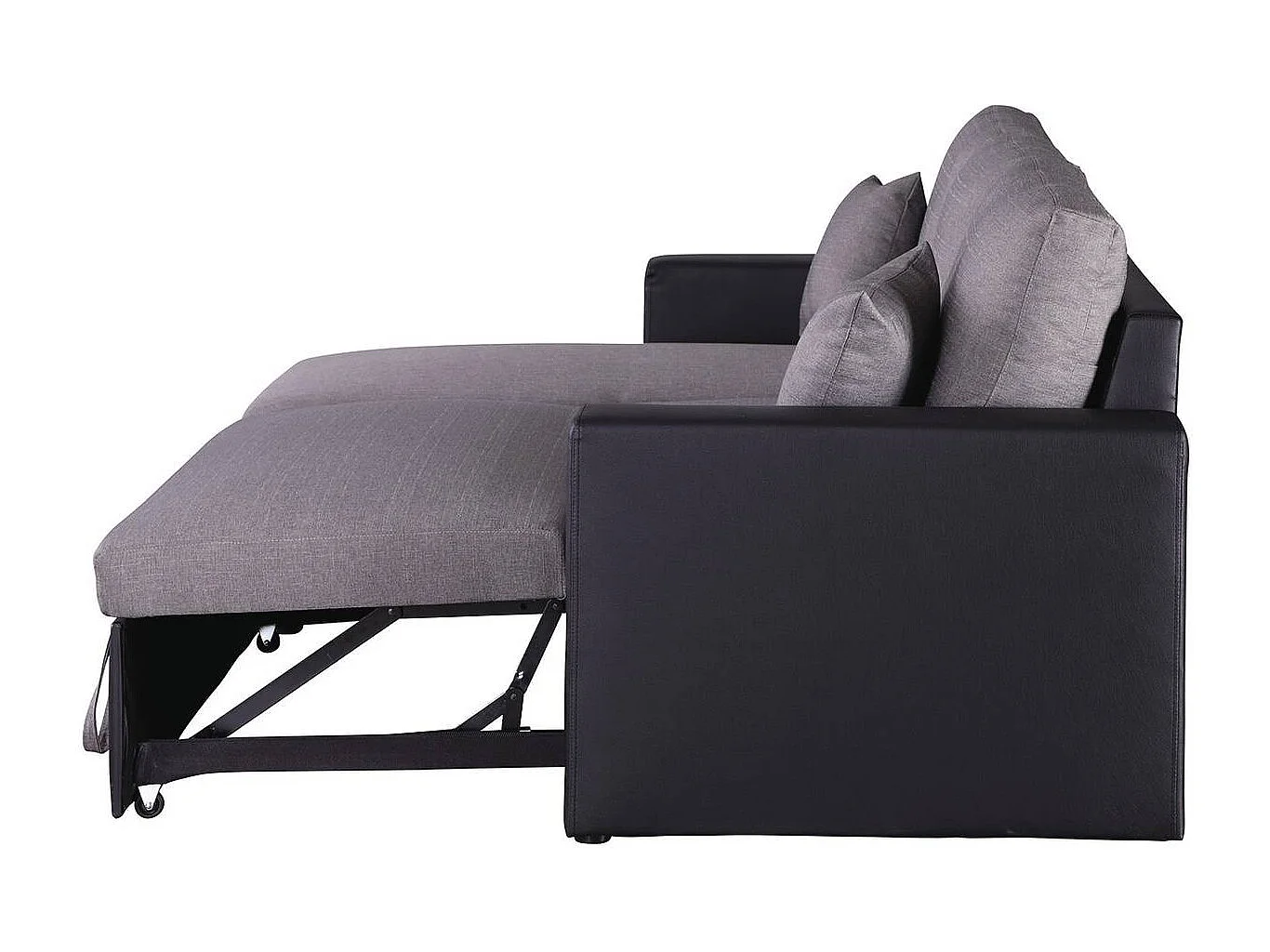 Divano ad angolo trasformabile con contenitore "Alain" - 221 x 145 x 85 cm - 3 posti a sedere - Grigio / Nero