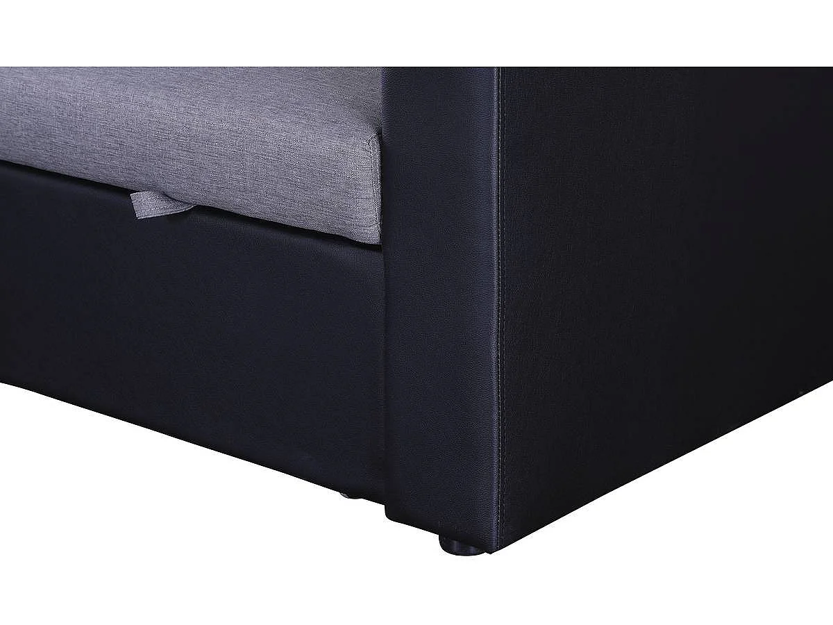 Canapé d'angle convertible 3 places avec coffre en velours noir