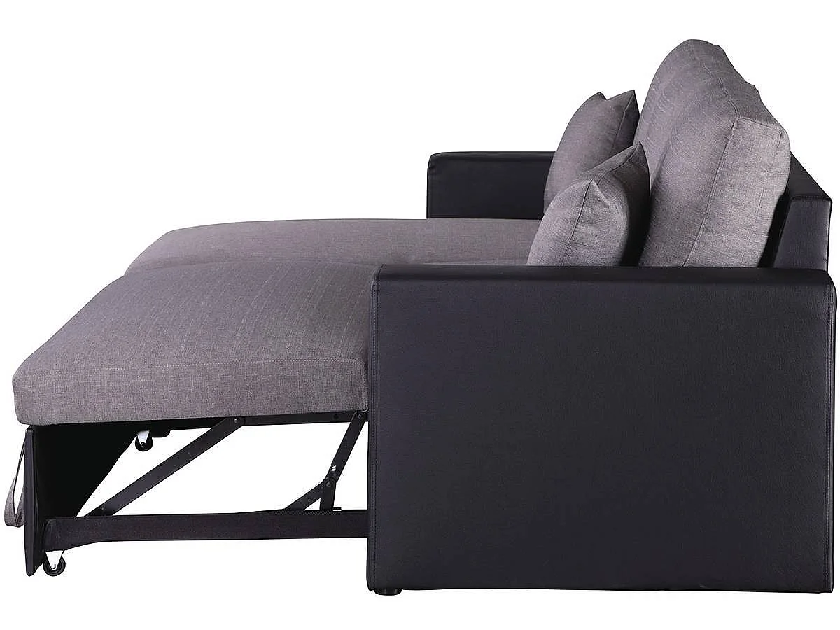 Canapé d'angle convertible 3 places avec coffre en velours noir