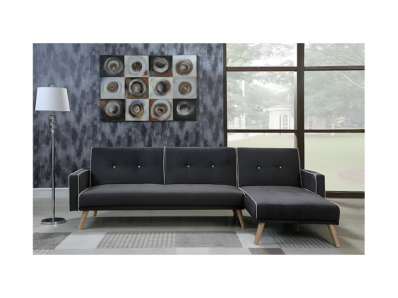 Ecksofa reversibel mit Schlaffunktion "Jules" - 3-Sitzer - Grau