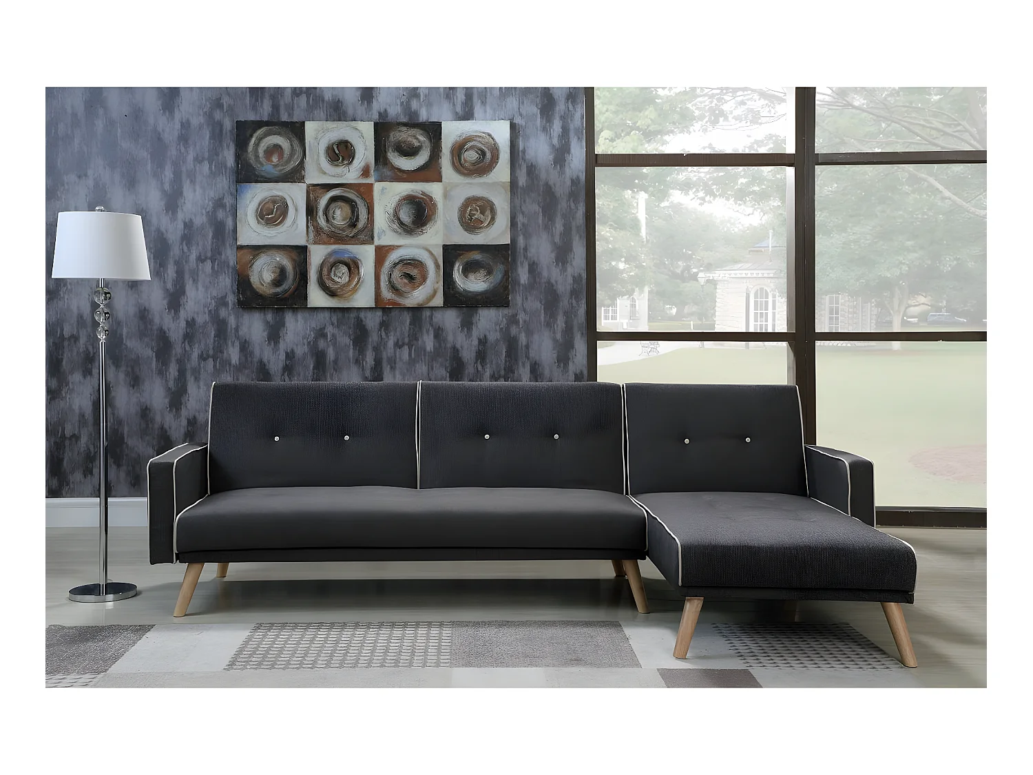 Ecksofa reversibel mit Schlaffunktion "Jules" - 3-Sitzer - Grau