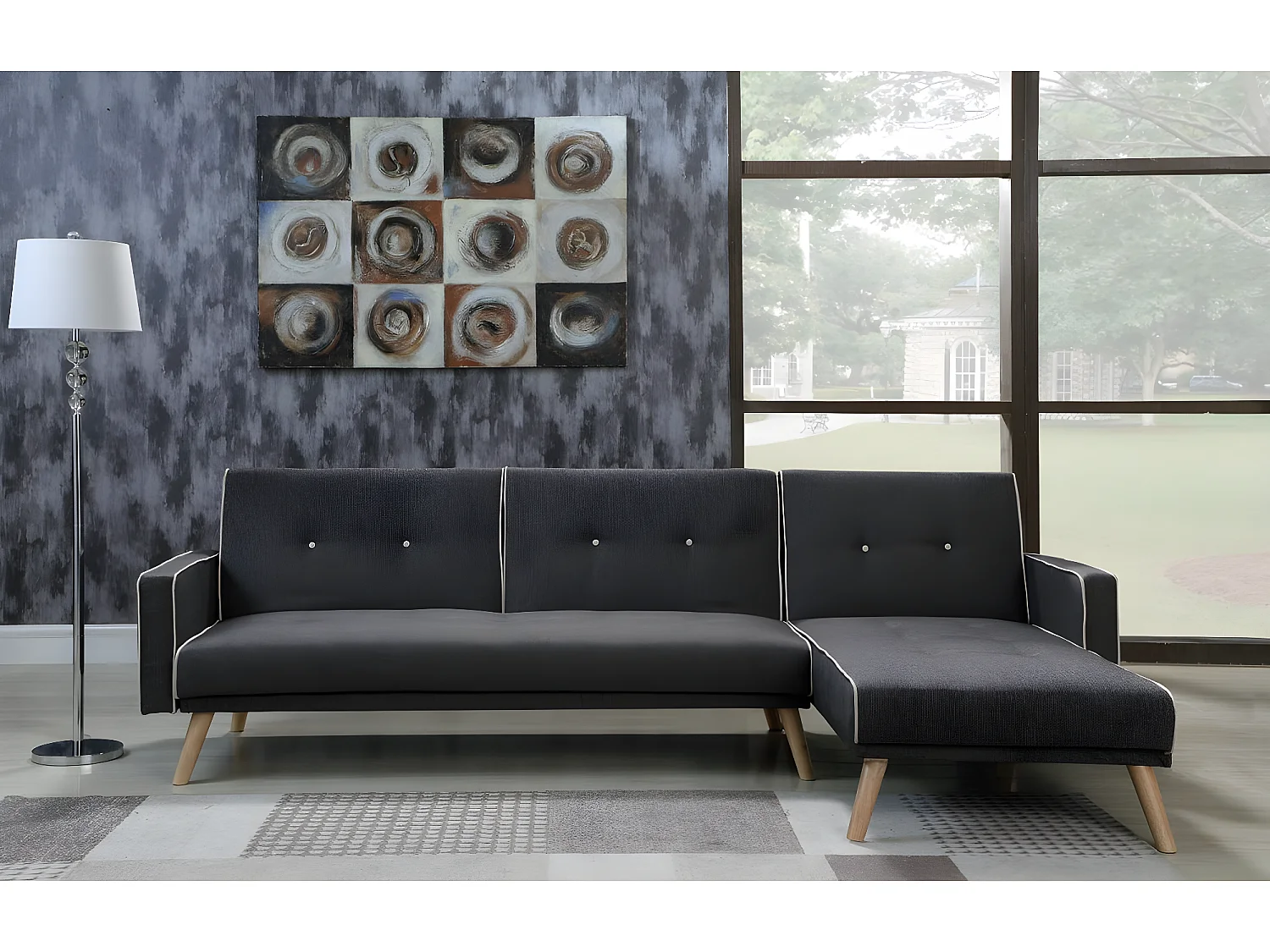 Canapé d'angle convertible et réversible "Jules" - 3 places - Gris