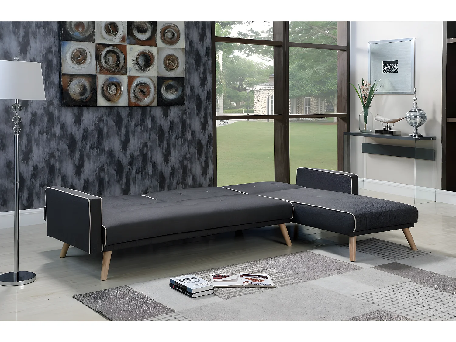 Canapé d'angle convertible et réversible "Jules" - 3 places - Gris