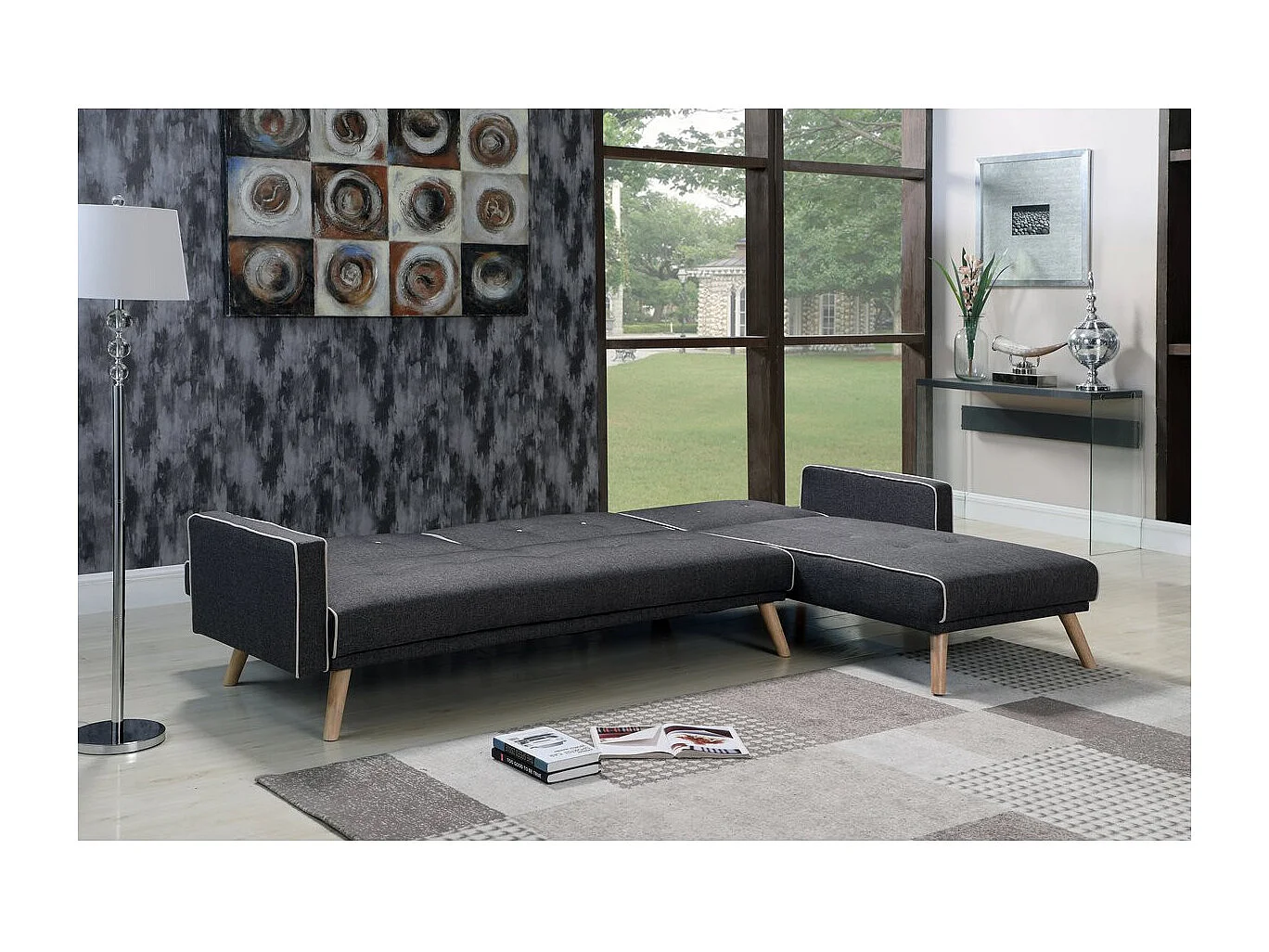 Hoekbank slaapbank meubel links of rechts bank "Jules" - 3 zits - Grijs