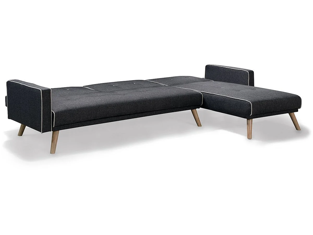 Canapé d'angle réversible convertible clic-clac 3 places en tissu gris JULES