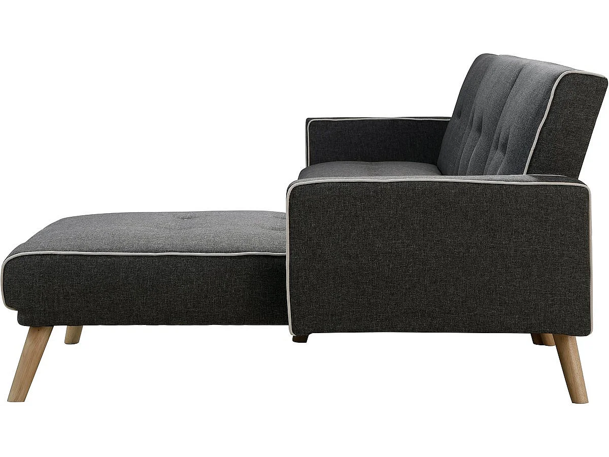 Canapé d'angle réversible convertible clic-clac 3 places en tissu gris JULES