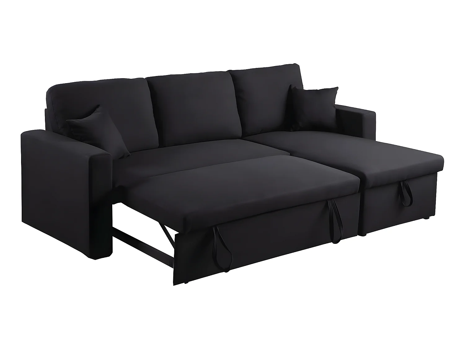 Sofá esquinero convertible "Alain" - 3 plazas - Negro