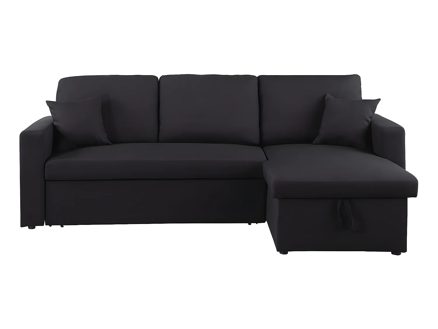 Sofá esquinero convertible "Alain" - 3 plazas - Negro