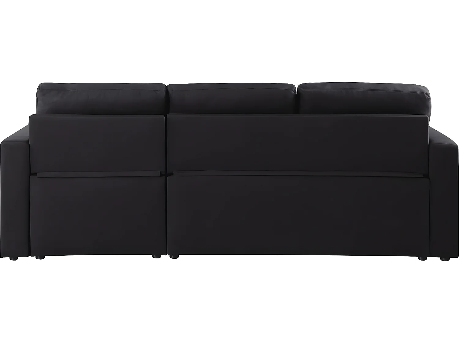 Hoekbank met opbergruimte slaapbank meubel links of rechts bank "Alain" - 221 x 145 x 85 cm - 3 zits - Zwart