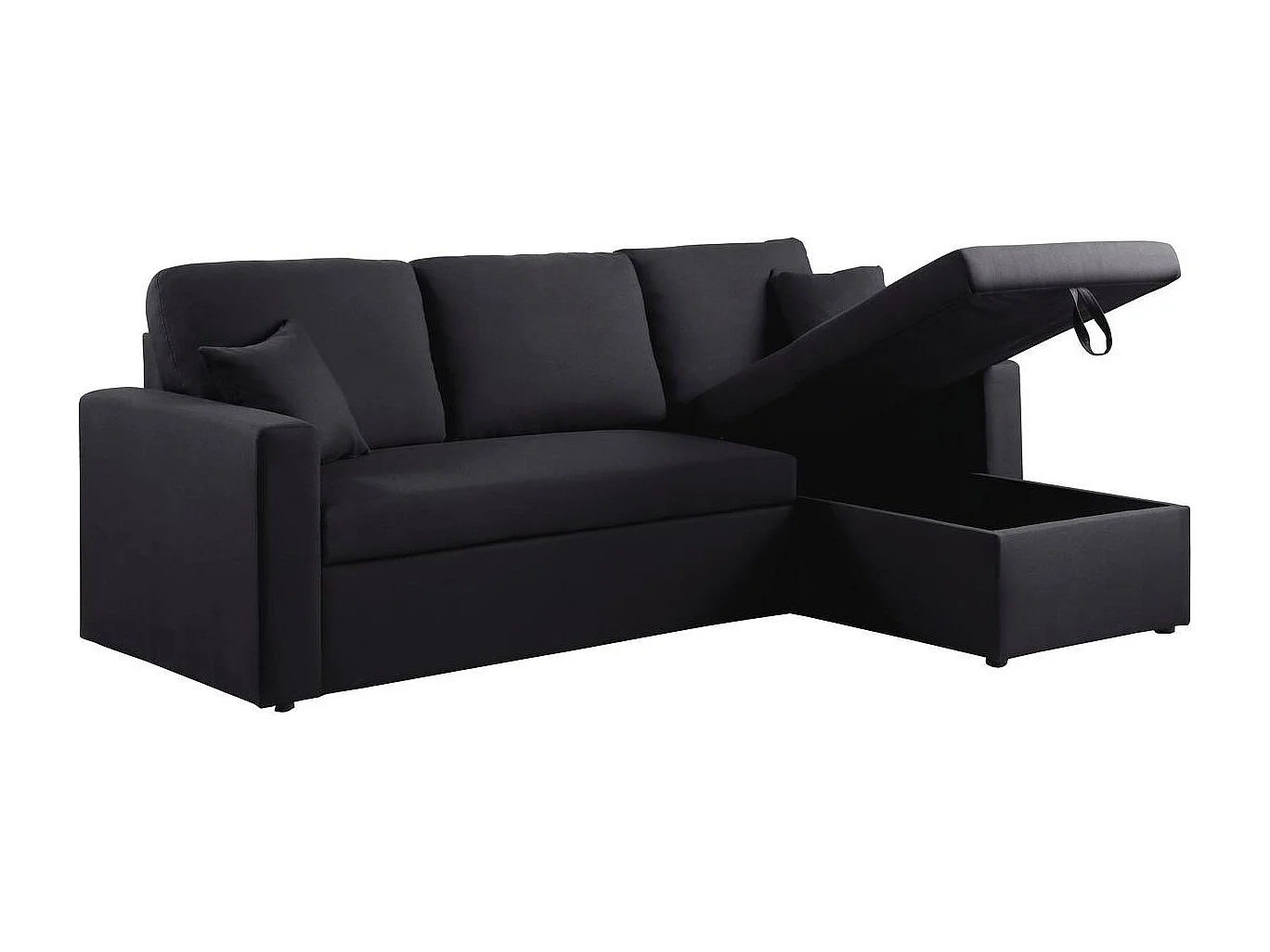 Canapé d'angle convertible/ réversible "Alain" - 221 x 145 x 85 cm - 3 places - Noir