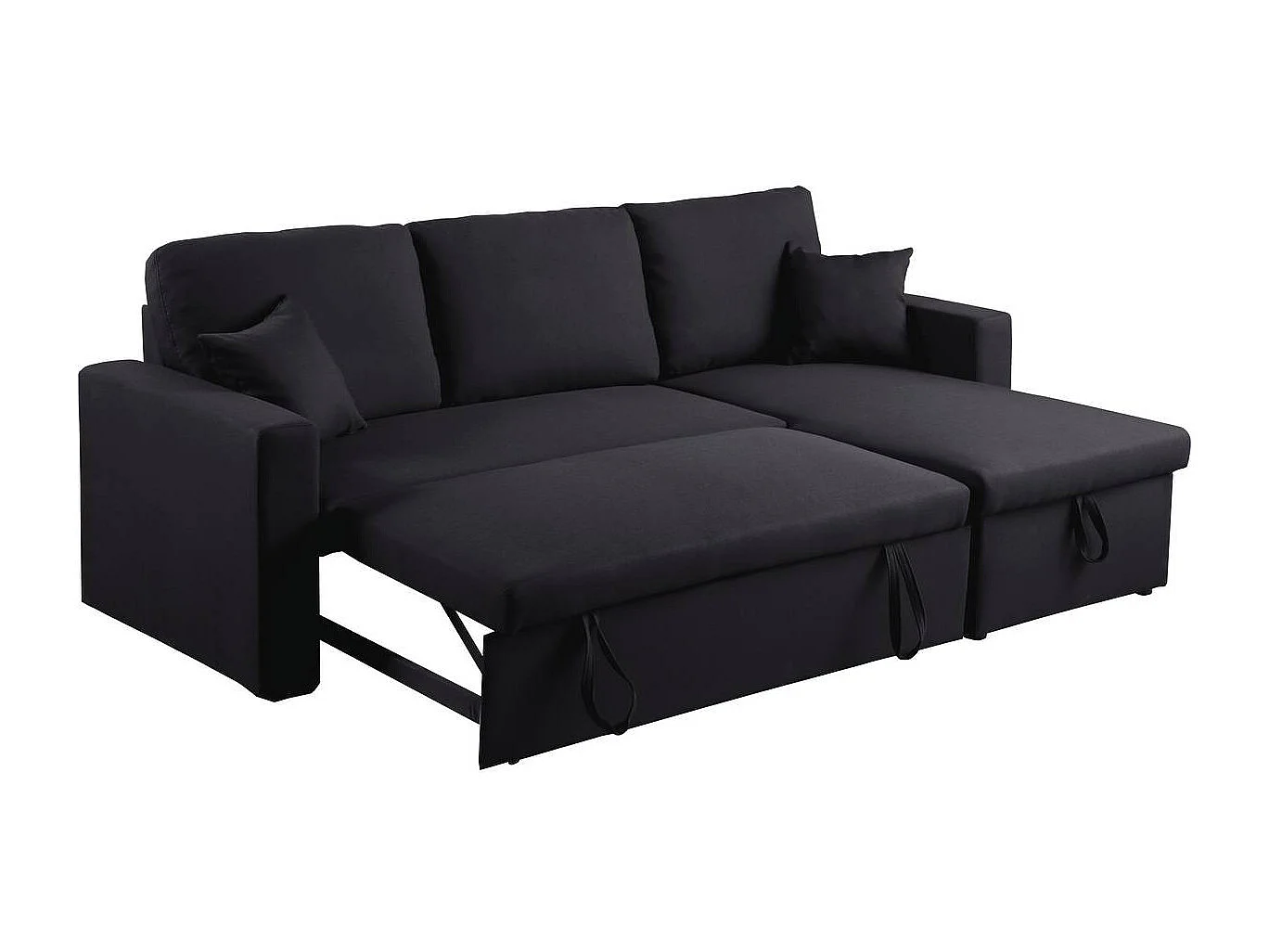 Canapé d'angle convertible/ réversible "Alain" - 221 x 145 x 85 cm - 3 places - Noir