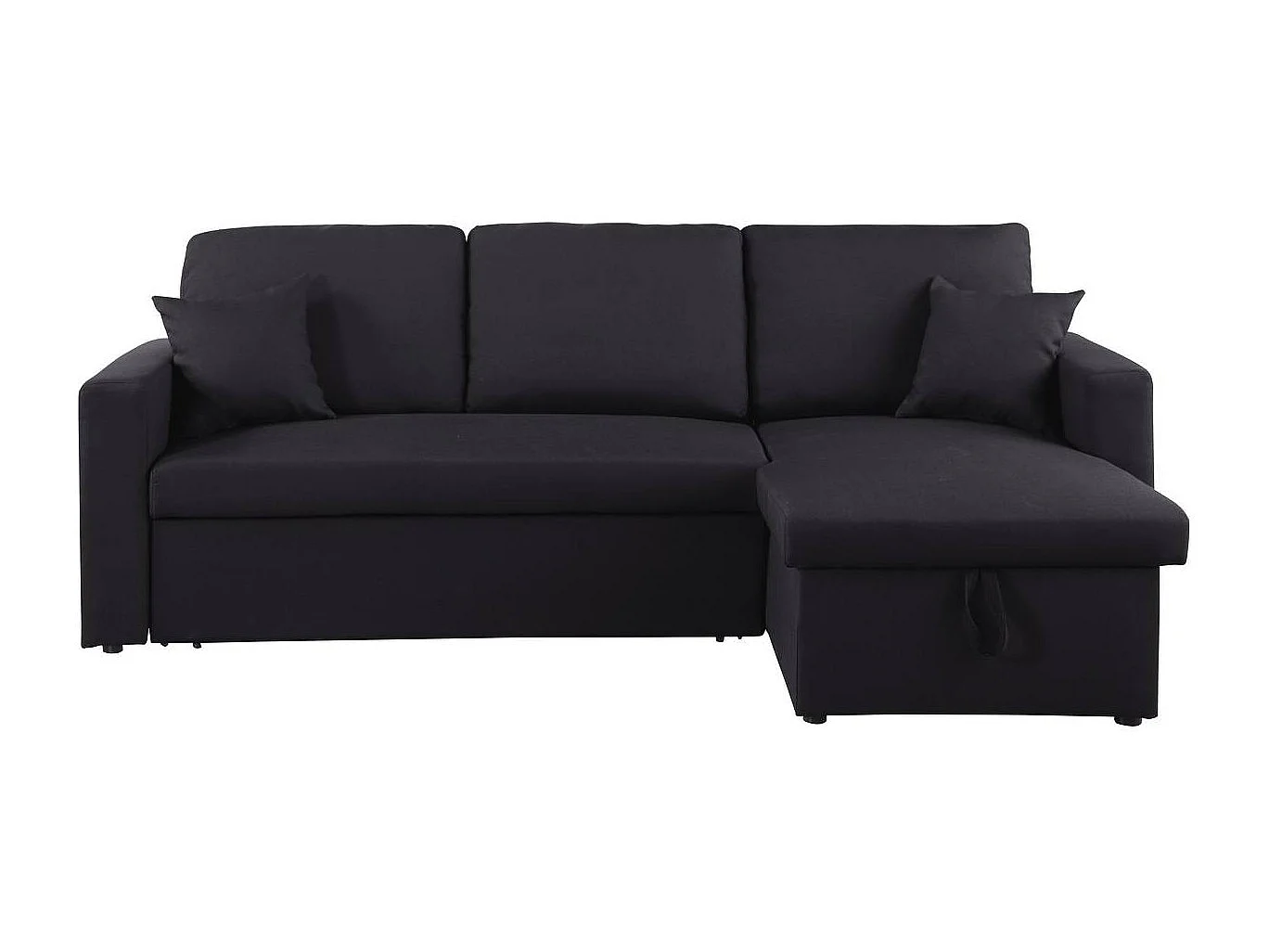 Canapé d'angle convertible/ réversible "Alain" - 221 x 145 x 85 cm - 3 places - Noir