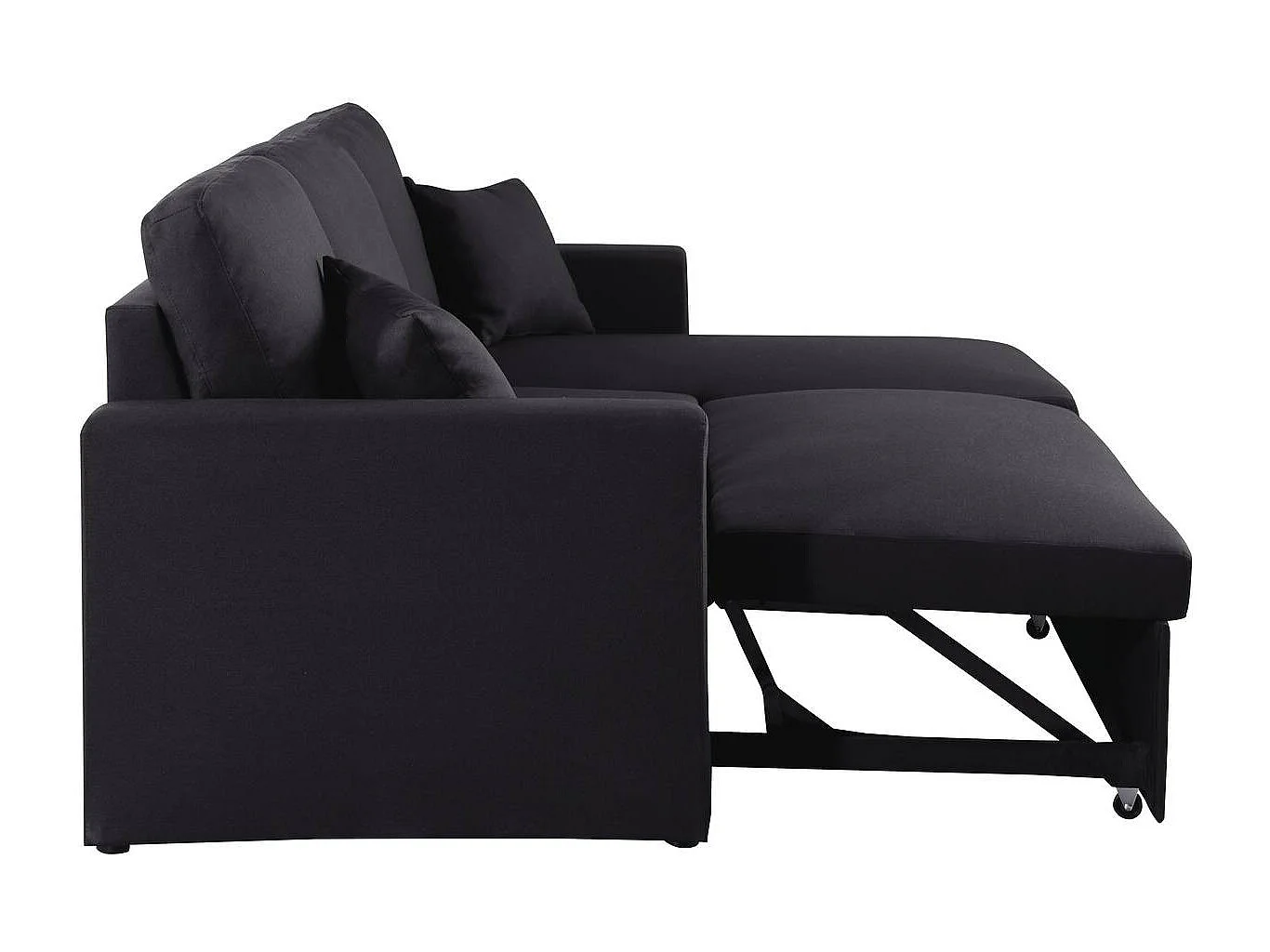 Canapé d'angle convertible/ réversible "Alain" - 221 x 145 x 85 cm - 3 places - Noir