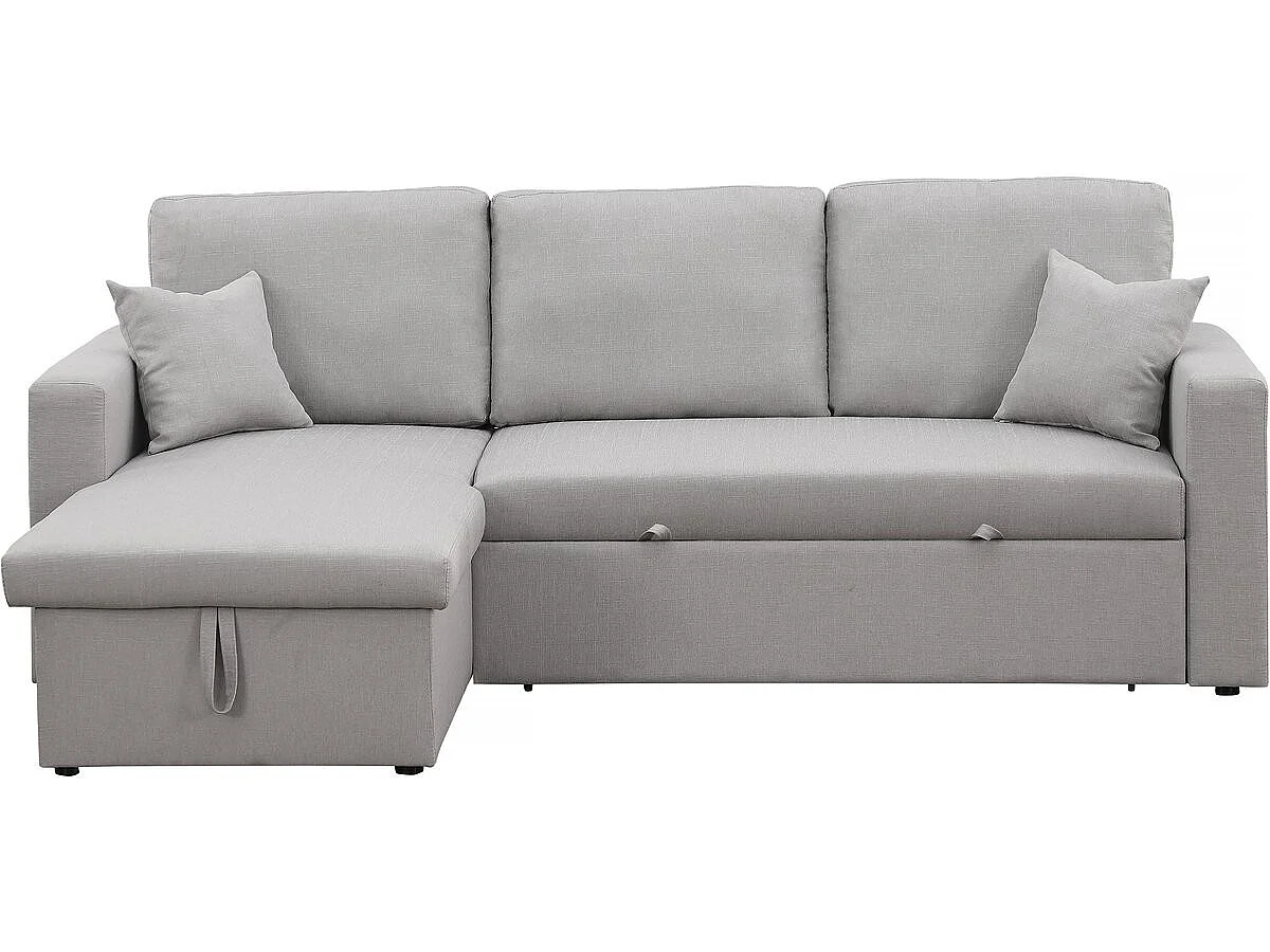 Ecksofa reversibel mit Schlaffunktion "Alain" - 221 x 145 x 85 cm - 3-Sitzer - Schwarz