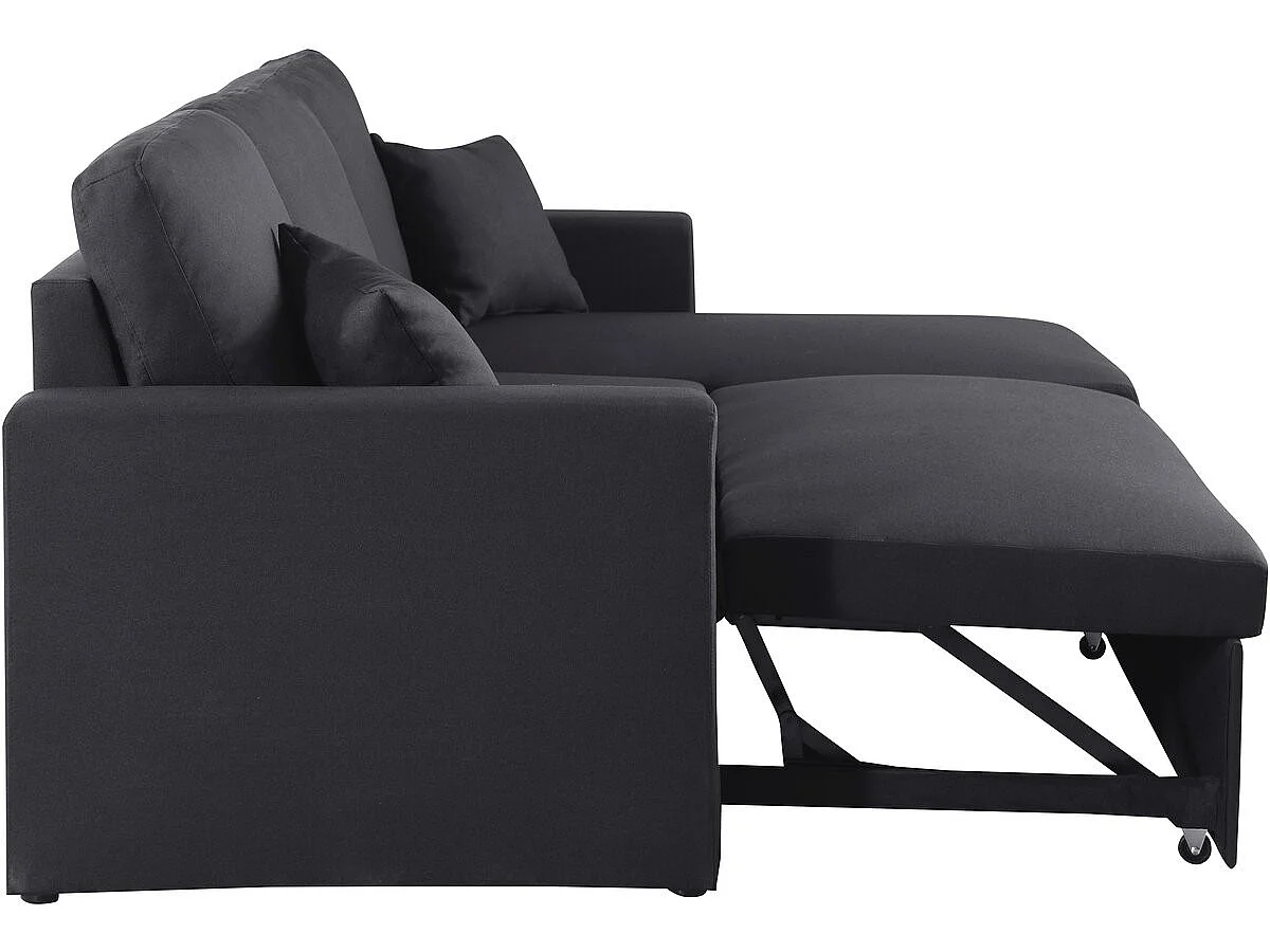 Sofá de canto conversível/reversível "Alain" - 221 x 145 x 85 cm - 3 lugares - Preto