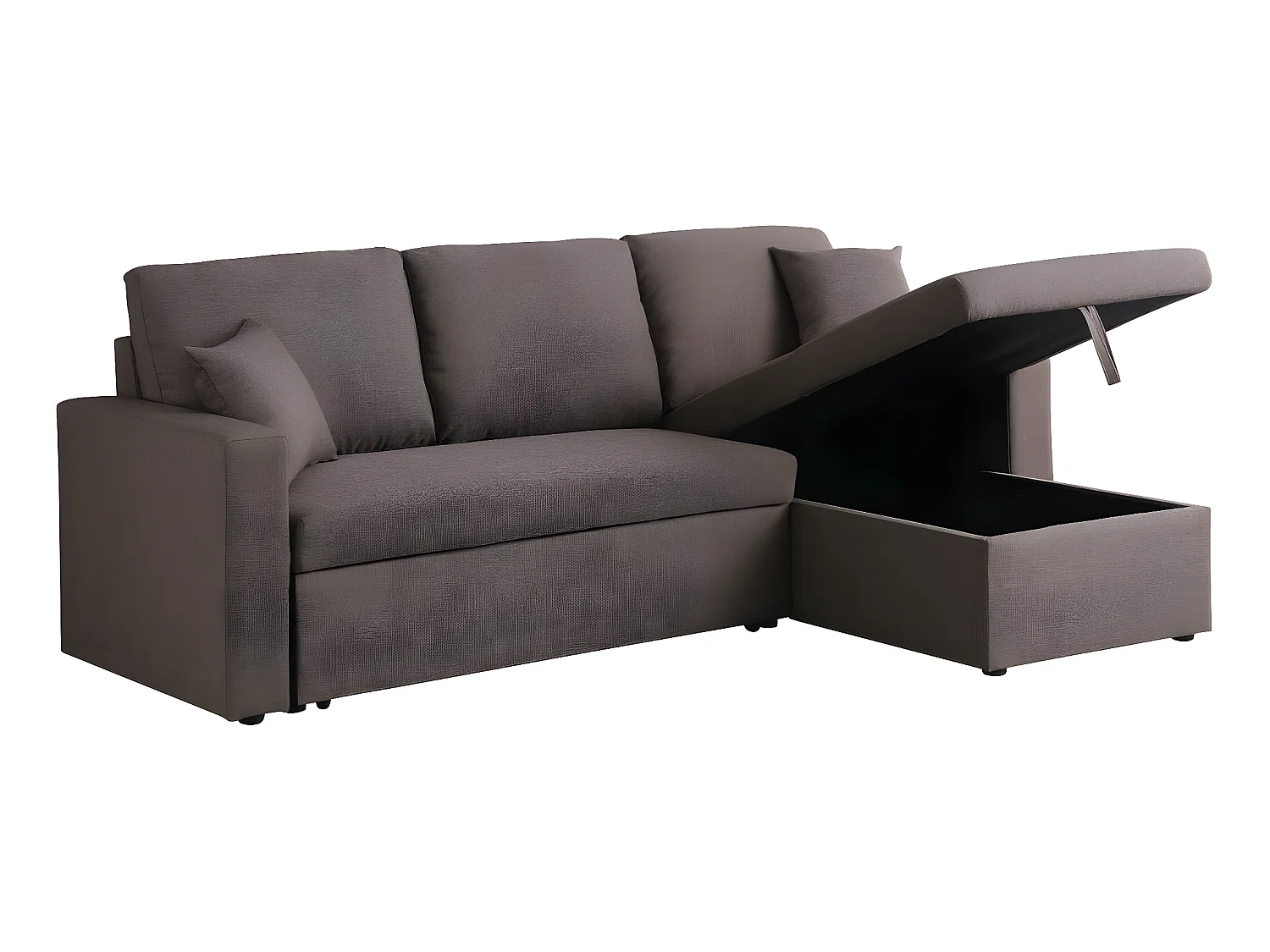 Ecksofa reversibel mit Schlaffunktion und Stauraum "Alain" - 3-Sitzer - Taupe