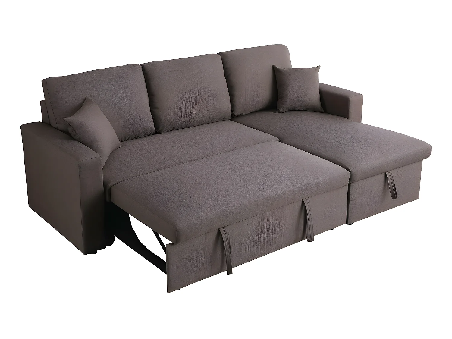 Ecksofa reversibel mit Schlaffunktion und Stauraum "Alain" - 3-Sitzer - Taupe