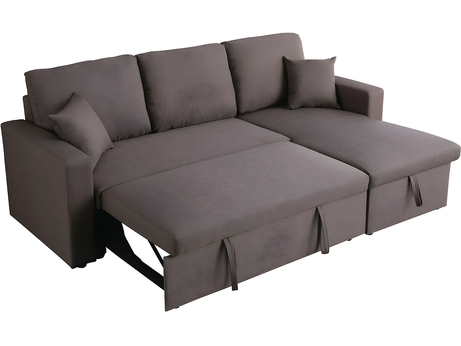 Divano ad angolo trasformabile con contenitore "Alain" - 221 x 145 x 85 cm - 3 posti a sedere - Taupe