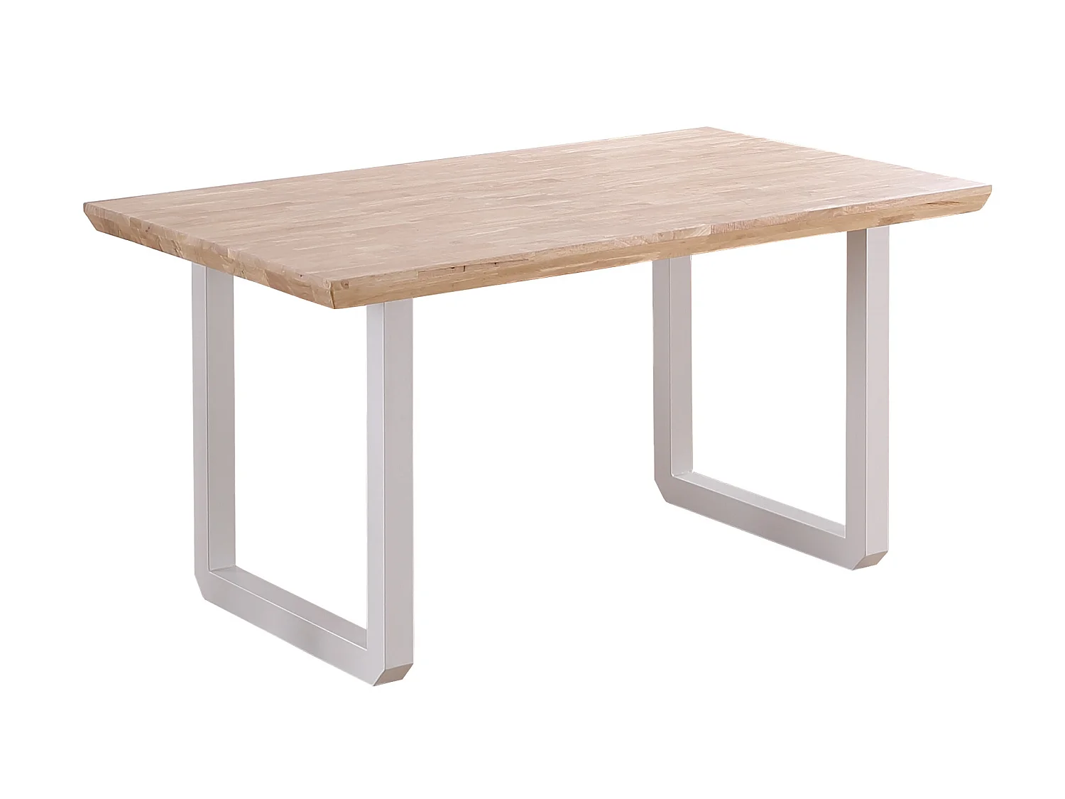 Table à manger rectangulaire en bois coloris chêne nordique pieds blanc - longueur 150 x profondeur 90 x hauteur 77 cm