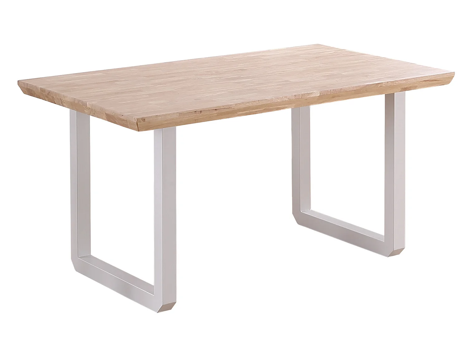 Table à manger rectangulaire en bois coloris chêne nordique pieds blanc - longueur 150 x profondeur 90 x hauteur 77 cm