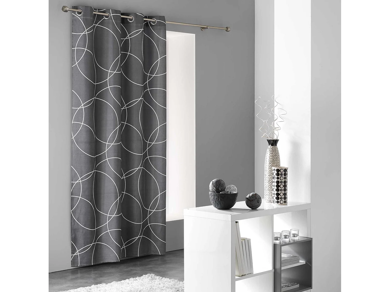 Mikrofaser-Vorhang mit Druck "Kreise" 140 x 240 cm