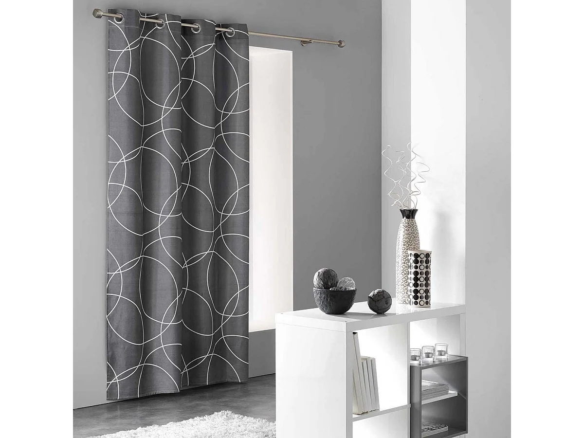 Mikrofaser-Vorhang mit Druck "Kreise" 140 x 240 cm