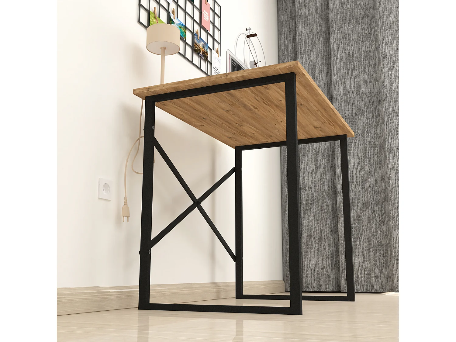 Bureau Tjeldsund 75 x 90 x 60 cm effet chêne / anthracite  [en.casa]
