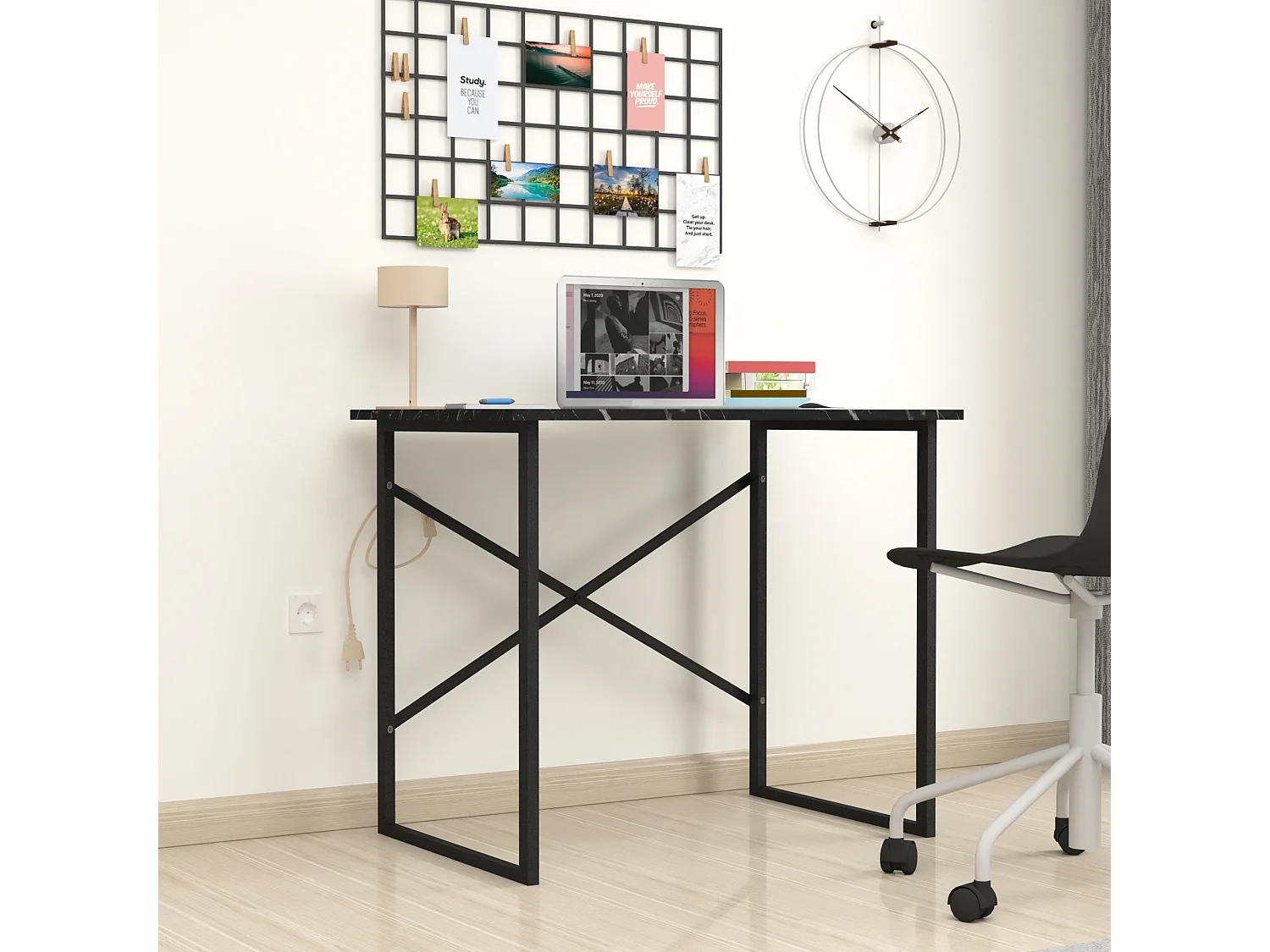 Bureau Tjeldsund 75 x 90 x 60 cm marbre noir / anthracite  [en.casa]