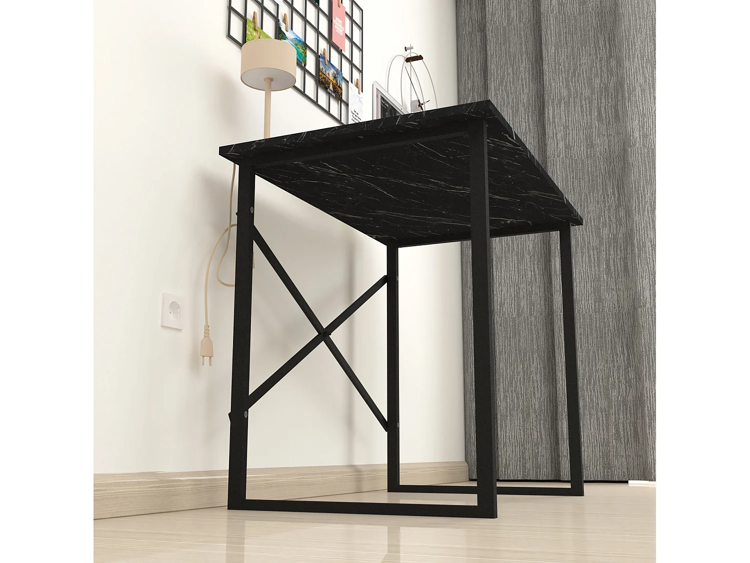 Bureau Tjeldsund 75 x 90 x 60 cm marbre noir / anthracite  [en.casa]
