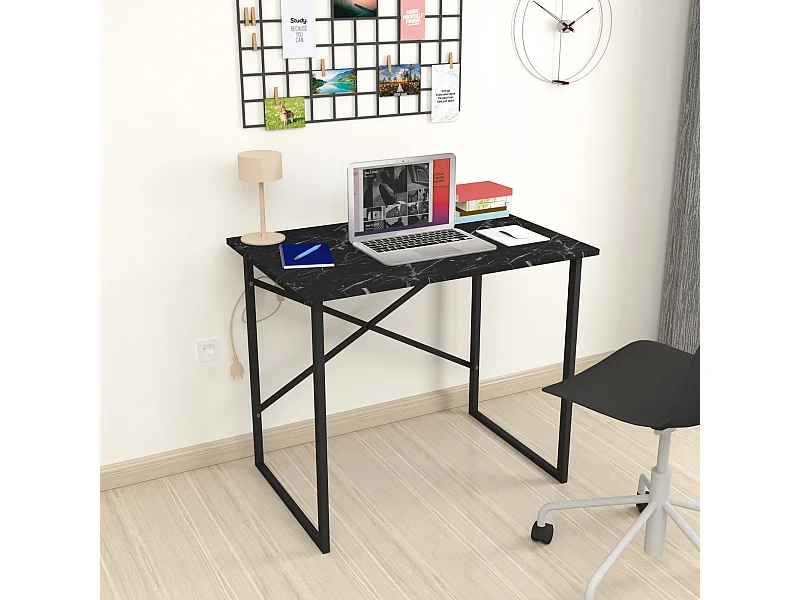 Bureau Tjeldsund 75 x 90 x 60 cm marbre noir / anthracite  [en.casa]