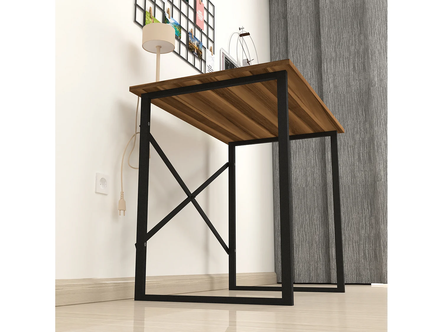 Bureau Tjeldsund 75 x 90 x 60 cm effet noyer / anthracite  [en.casa]