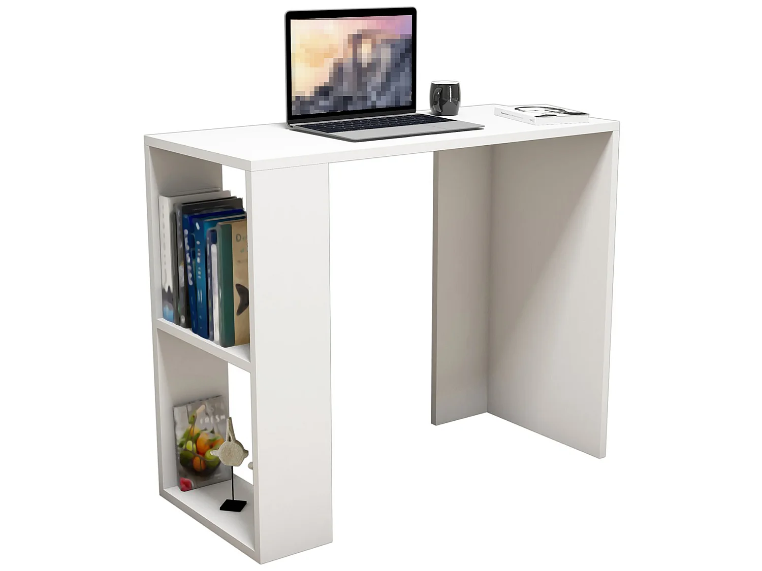 Bureau Aars avec étagère intégrée 75 x 90 x 40 cm blanc [en.casa]