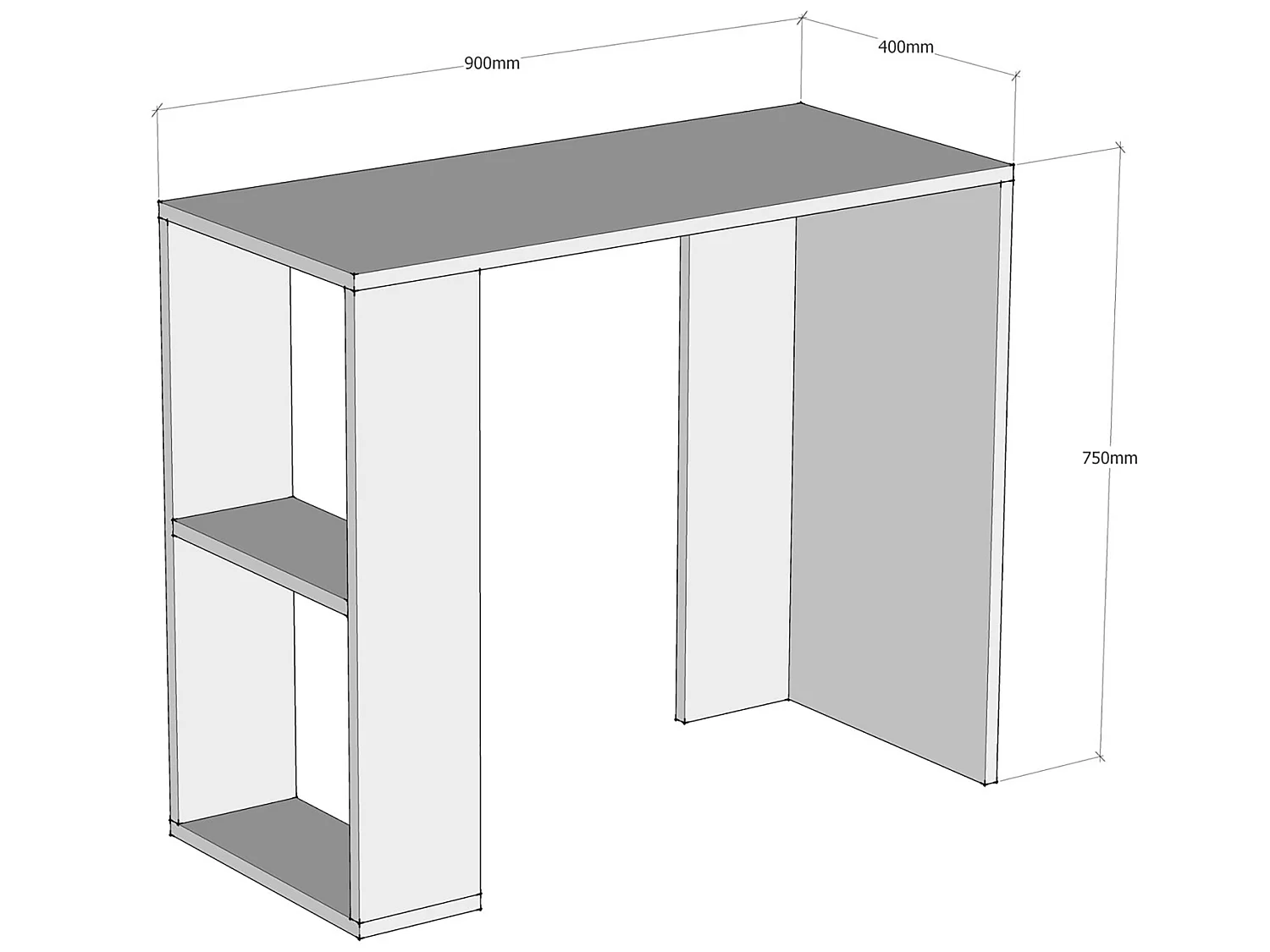 Bureau Aars avec étagère intégrée 75 x 90 x 40 cm blanc [en.casa]