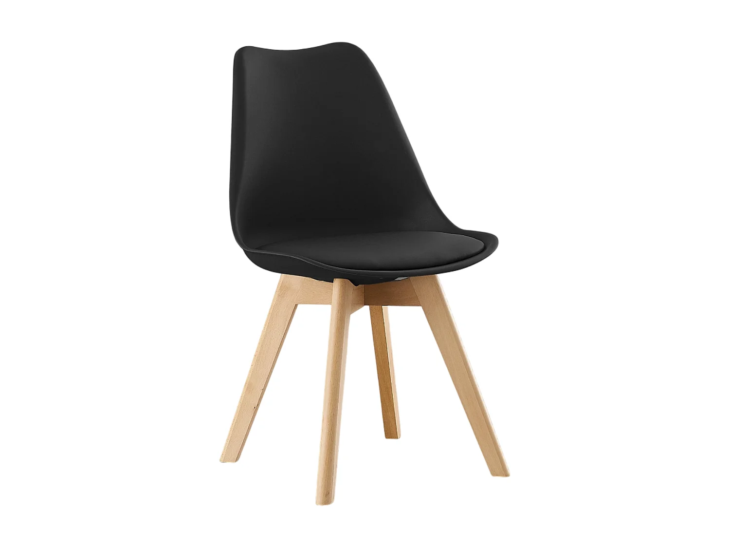 LORENZO HALO - Ensemble Salle à Manger - Table Noire Ronde + 4 Chaises Scandinaves Noires