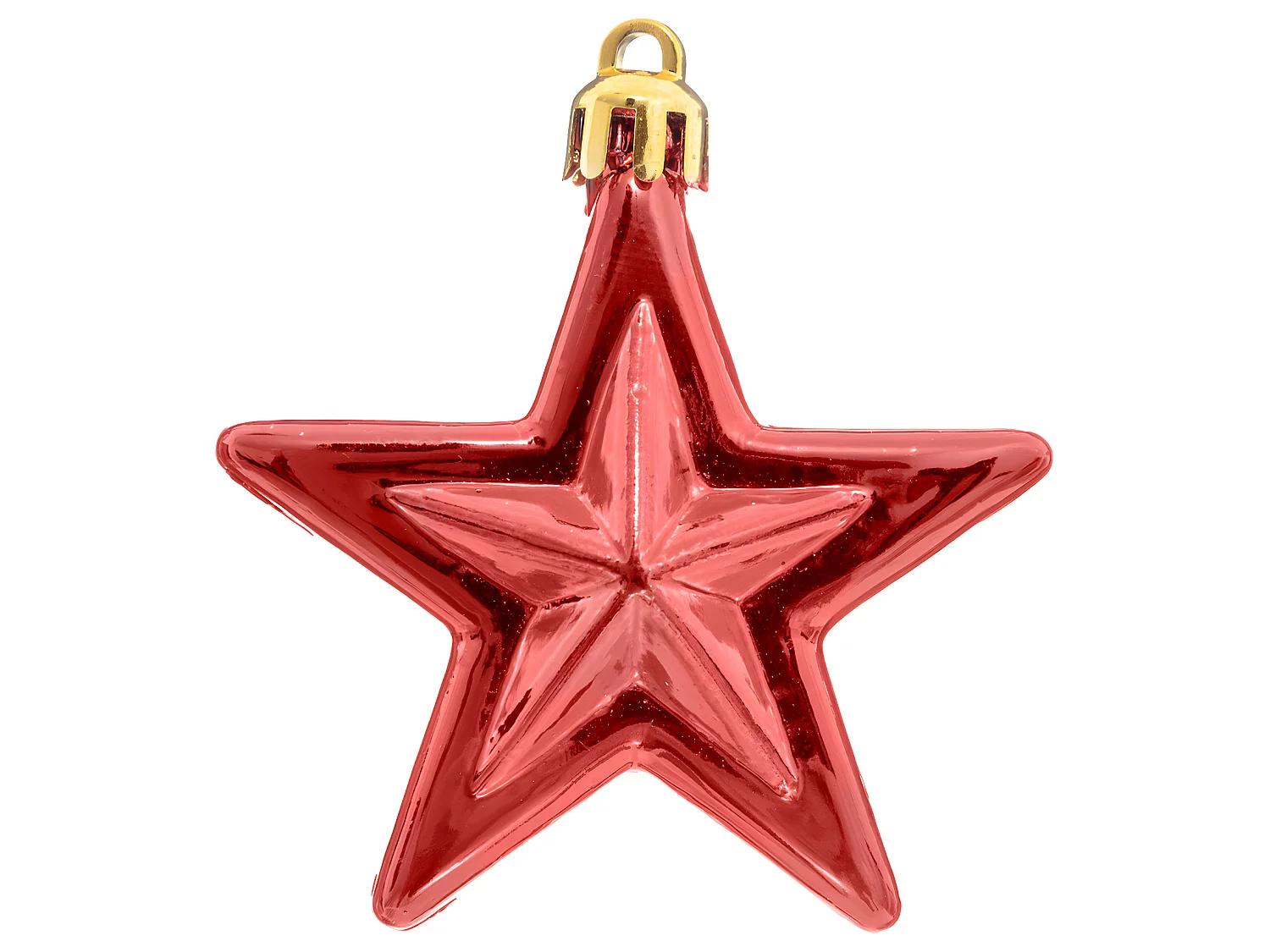 Déco de sapin Lot de 6 Étoiles D 6 cm - Vert Rouge et Or