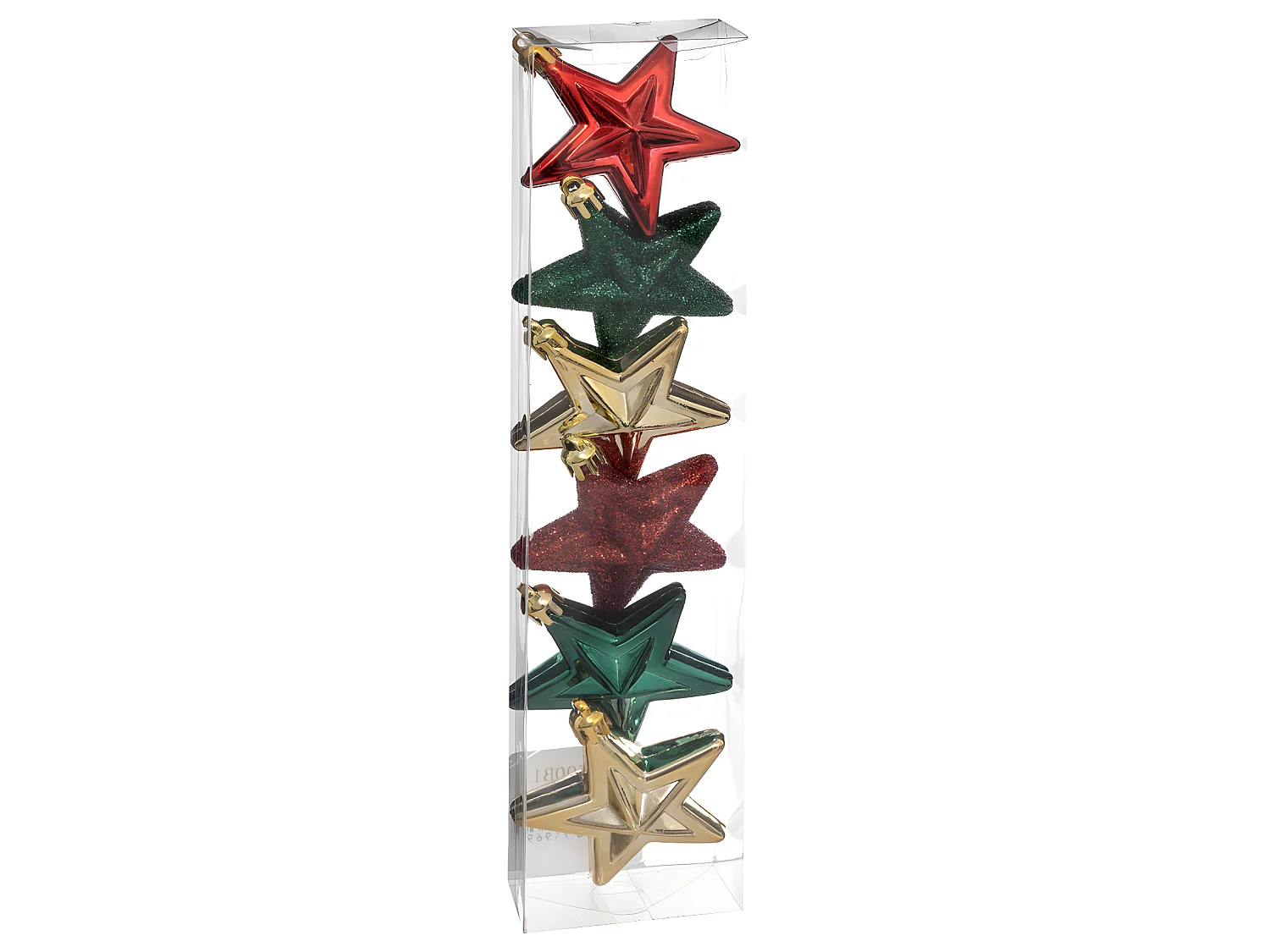Déco de sapin Lot de 6 Étoiles D 6 cm - Vert Rouge et Or