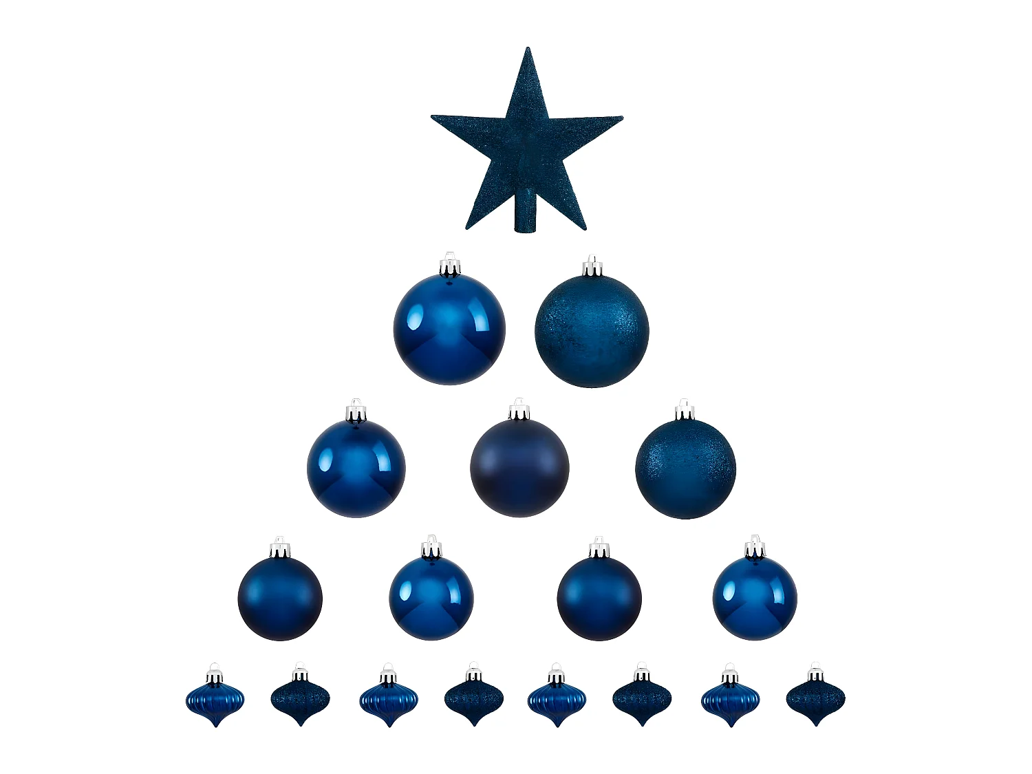 Déco de sapin de Noël Kit de 18 pièces Boules et Cimier - Bleu