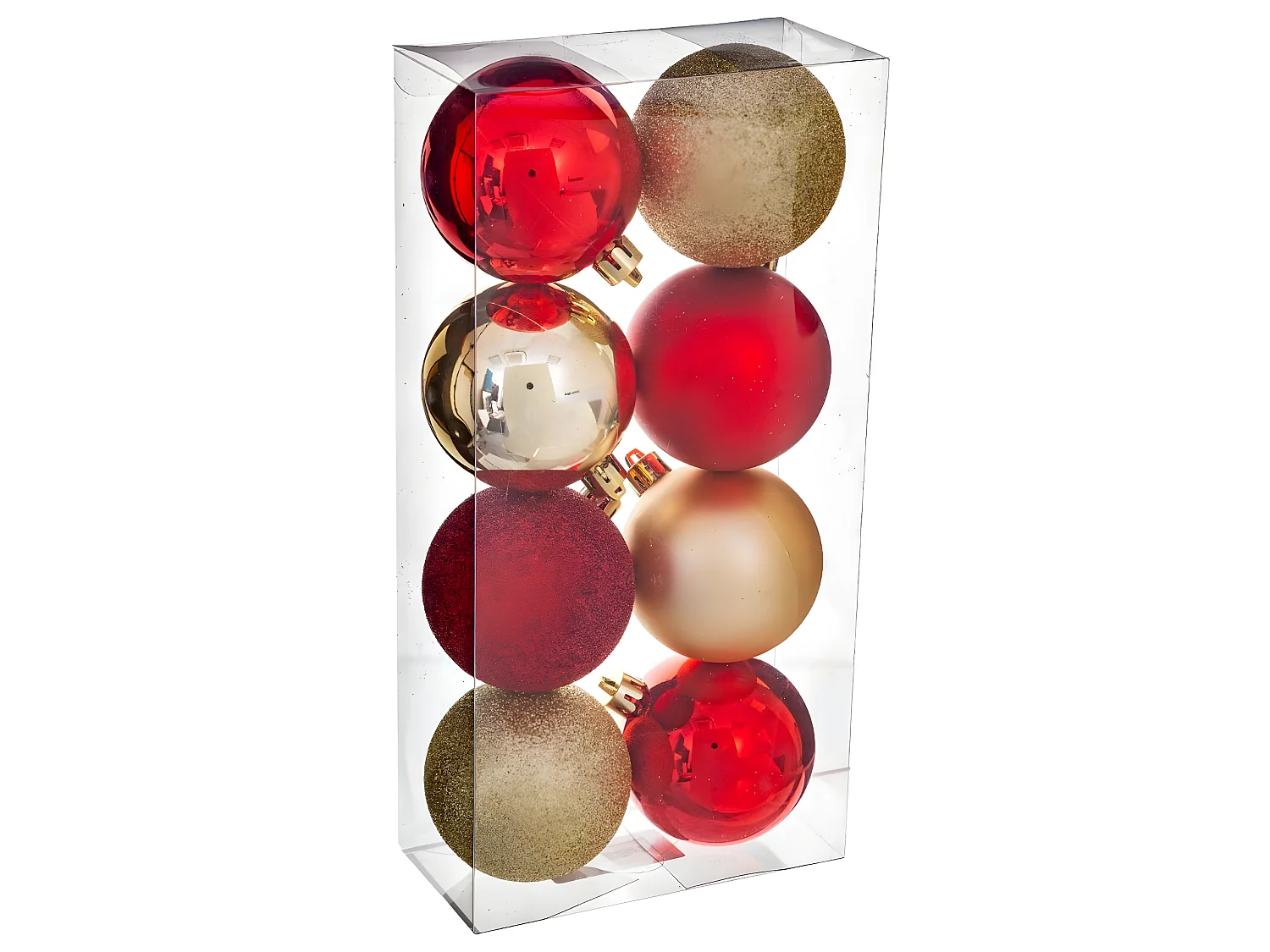 Déco de sapin Lot de 8 Boules de Noël D 7 cm - Rouge et Or