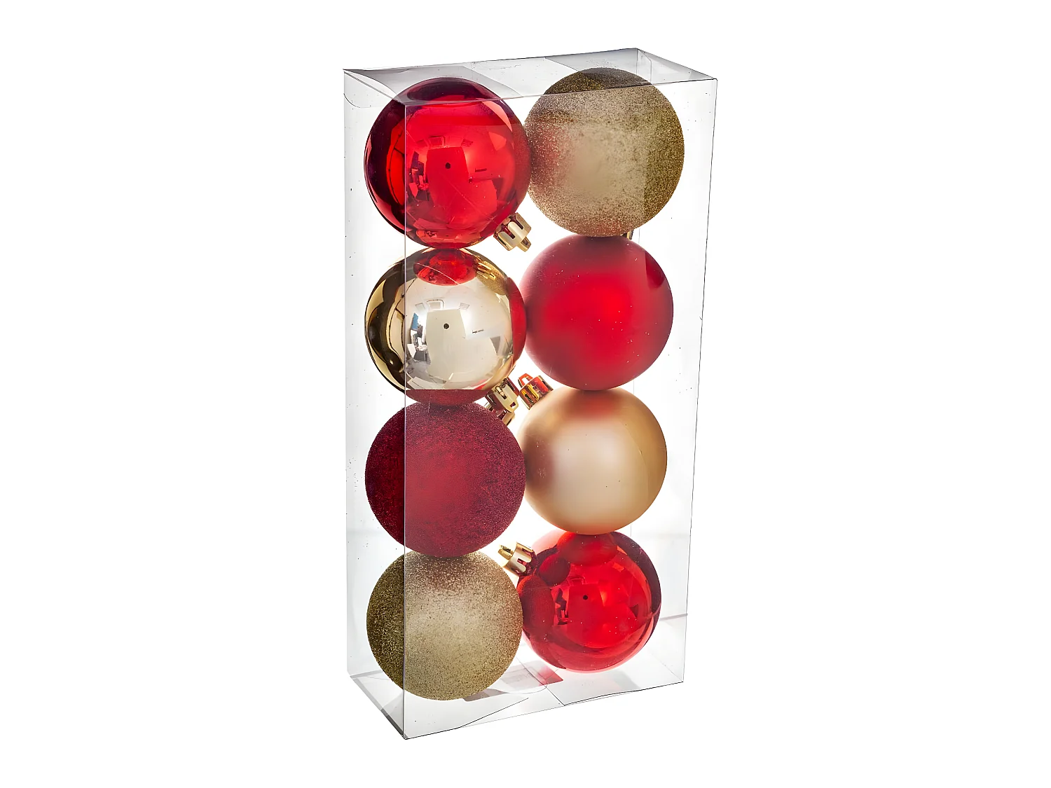 Déco de sapin Lot de 8 Boules de Noël D 7 cm - Rouge et Or