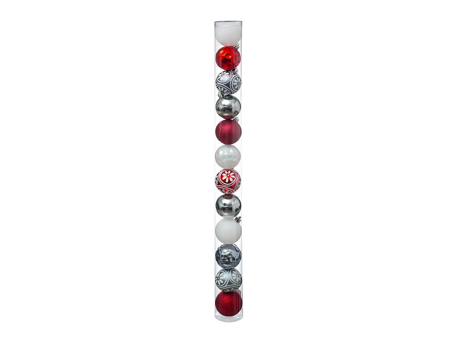 Déco de sapin Lot de 12 Boules de Noël D 6 cm - Rouge et Argent