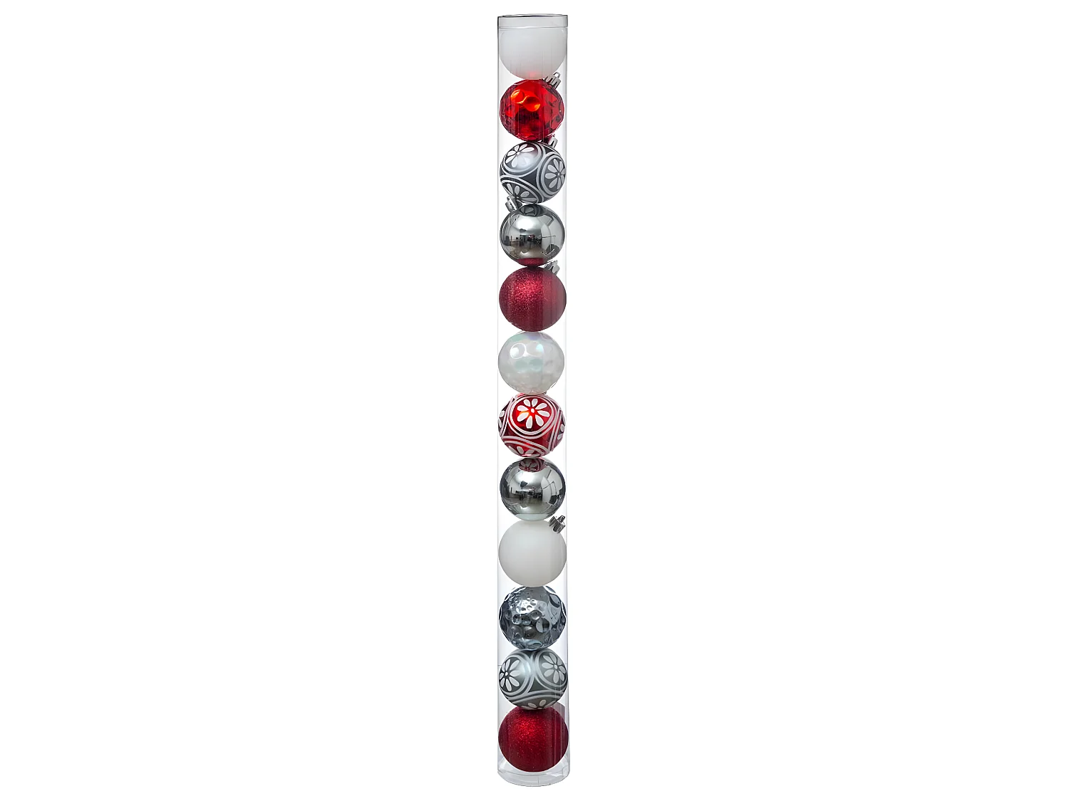 Déco de sapin Lot de 12 Boules de Noël D 6 cm - Rouge et Argent