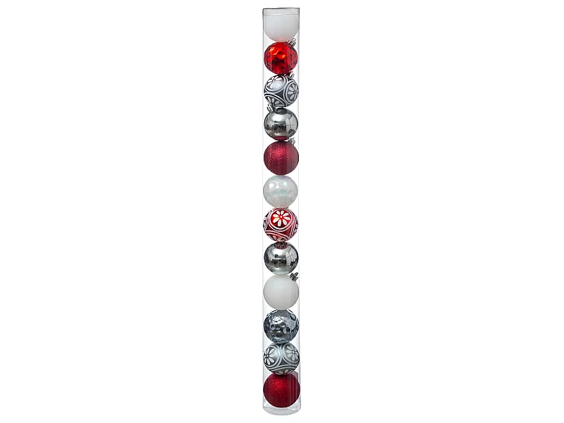 Déco de sapin Lot de 12 Boules de Noël D 6 cm - Rouge et Argent