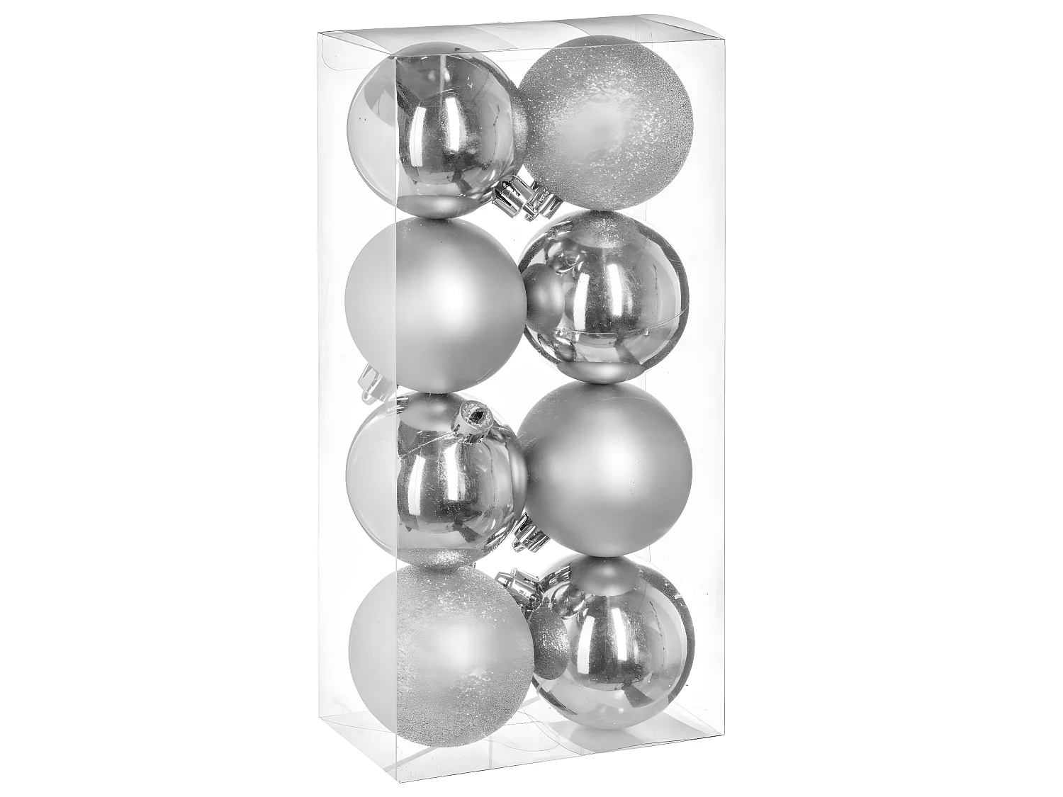 Déco de sapin Lot de 8 Boules de Noël D 7 cm - Argent